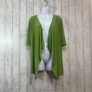 Susan Graver Crochet Lace Back Draped Front Cardigan Medium